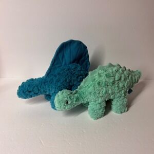 Manhattan Toy Company Dinosaur Plush Set Blue Spinosaurus Mint Stegosaurus